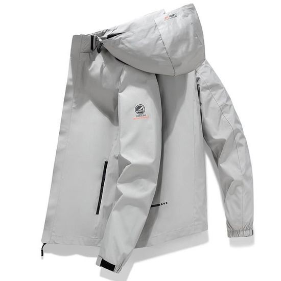 Veste Ete Homme - Pardessus à Capuche Pour Homme Surdimensionné Chaud Avec Cordon De Serrage Couleur Unie à Manches Longues Manteau D'hiver Avec Fermeture éclair Et Poche Veste