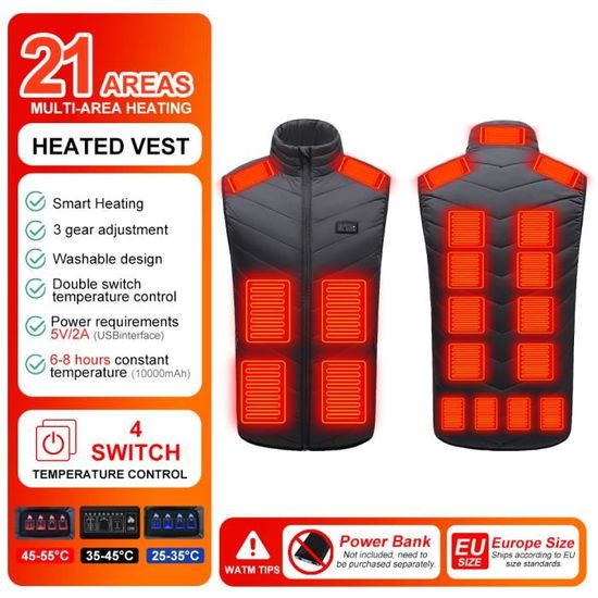 JUNESUN 3.7-12V étanche Bouton Interrupteur Gilet Chauffant