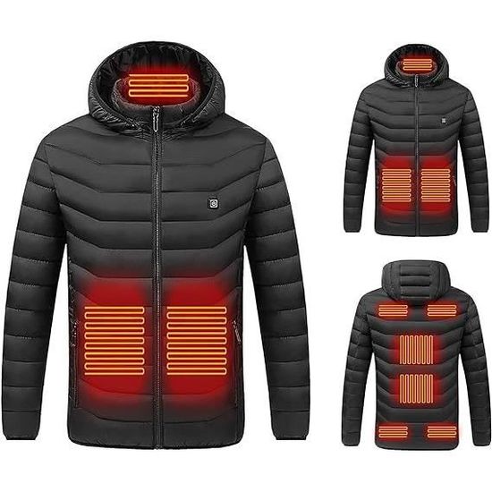 Gilet Chauffant USB Pour Homme - Chauffage 5 Zones, 3 Températures Réglables (45°C-65°C), Taille 3XL, Polaire Noir