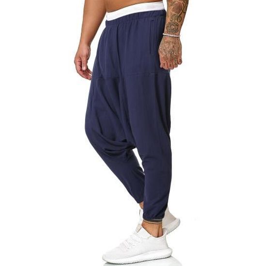 Pantalon De Jogging Homme Décontracté - Tissu Coton/lin Respirant, Taille élastique Avec Cordon, Coupe Ample Et Confortable - 8