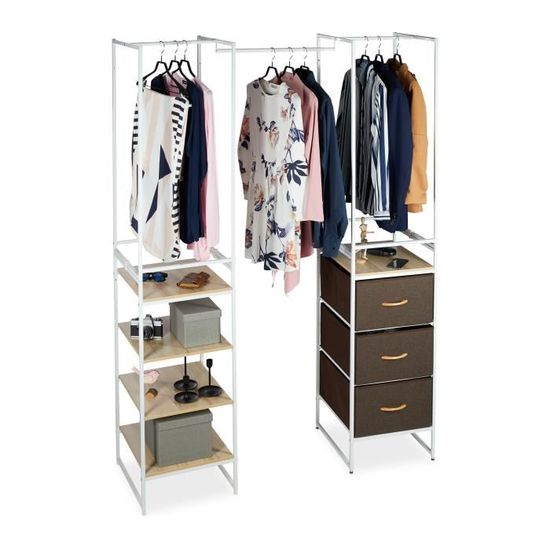Relaxdays Système d’étagère, Armoire pour vêtements, extensible, ouvert
