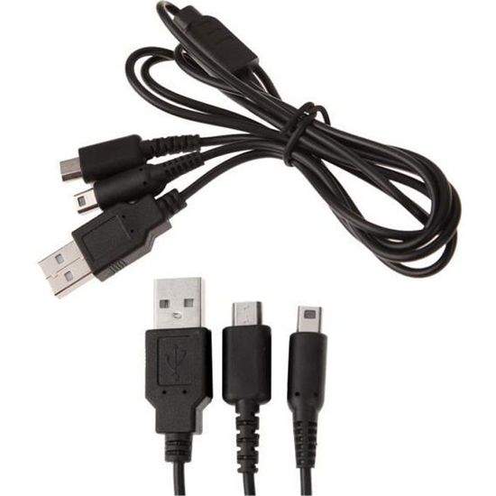 2 en 1 chargeur USB pour Nintendo DS Lite, DSi, 3DS, DSi XL, 3DS XL, 2DS