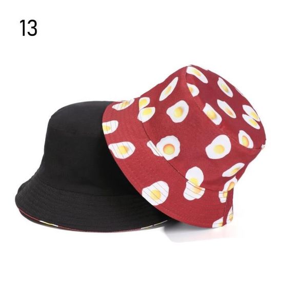Chapeau Bob Femme Imprimé Fruits - 100% Polyester, Bord 7 Cm - Taille Unique (54,5-59 Cm) - Été, Plage, Style Décontracté