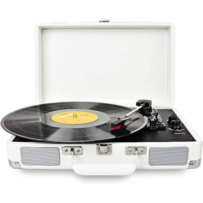 Acheter Lecteur de Vinyles Bluetooth 5.0 3 Vitesses Stéréo Platine Vinyle Vintage Phonographe avec Couvercle Anti-Poussière Foncé