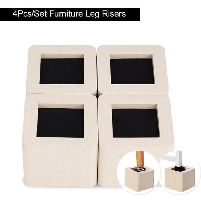 4pcs Rehausseur Pieds de lit Réhausseur de meuble Lit Table Set Rehausseur meuble ELEVATEUR en porcelaine artificielle