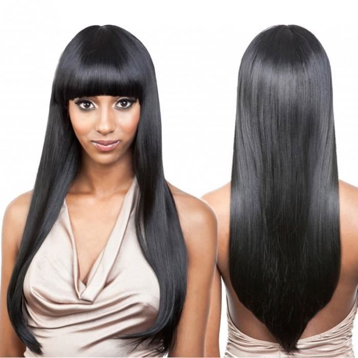 16pouce full lace longue droite perruques de cheveux humains avec frange malaisienne Remy cheveux humains dentelle