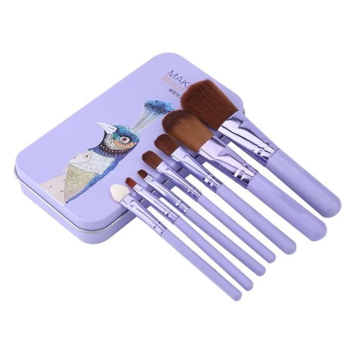 7Pcs - Set Pinceaux de maquillage Set Eye Lip Face Foundation Brush Kit Cosmetic Tools (Purple)-CHA