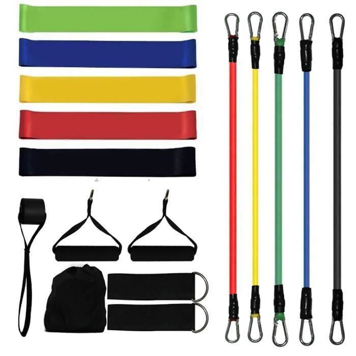 Kit de 17pcs Bandes de Résistance Élastique Accessoires Fitness Elastique musculation