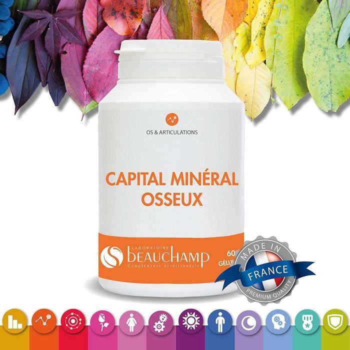 Capital minéral osseux - 60 gélules - Aide au maintien d'une bonne ossature - Fabrication française