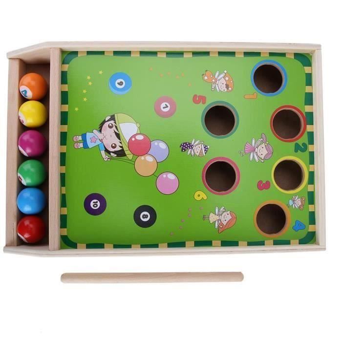 BOYOU Mini table de billard enfants en bois billard jeu de table jeu jouant au puzzle jouet éducatif