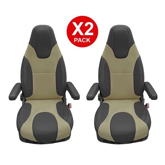 K´Foam 2x Housse pour siège Capitaine Camping-Car Fiat Ducato Chocolat – Beige