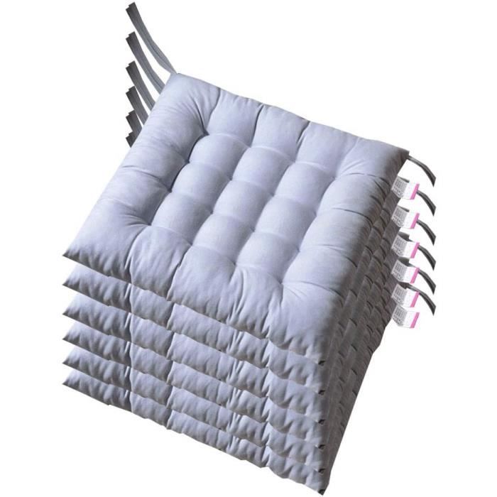 AGDLLYD Lot de 6 Coussin de Chaise et Fauteuils en Teck de Jardin Coussins de siège pour Chaises Dimensions: 40x40x5 cm. (Gris Clair