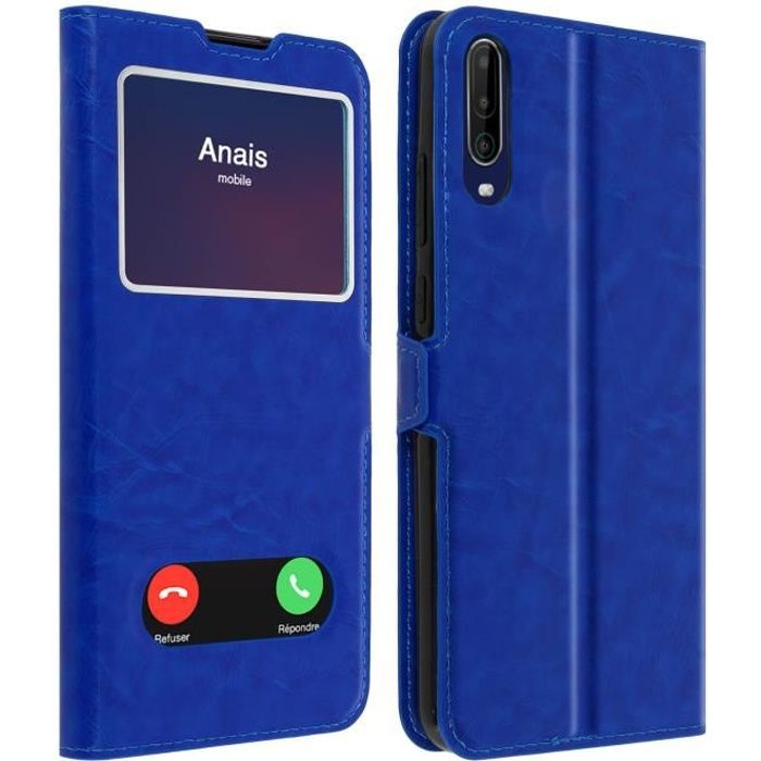Housse Wiko View 4 / 4 Lite Étui Intégral Double Fenêtre Fonction Support bleu Bleu