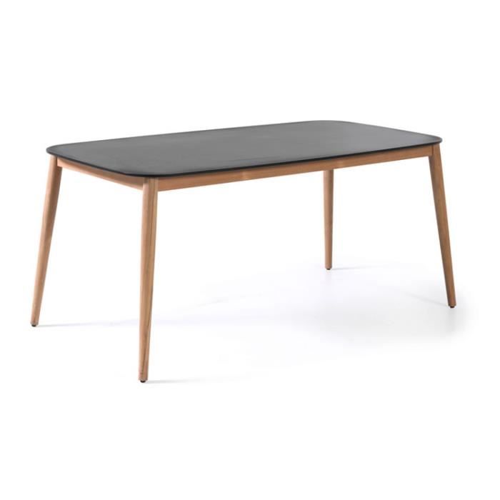 Table en teck et Duranite® noir 213 x 100 cm Kimito