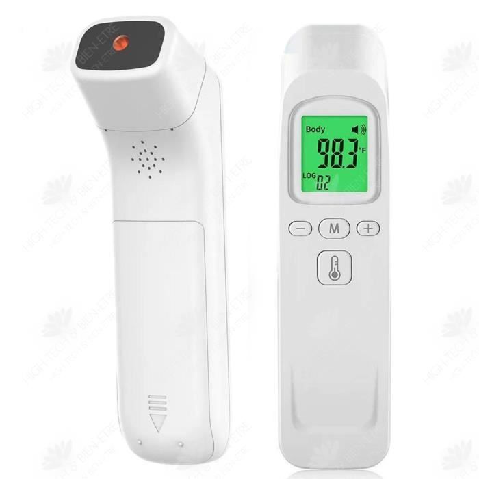 HTBE® Thermomètre frontal électronique portatif infrarouge Thermomètre électronique médical sans contact Thermomètre portatif
