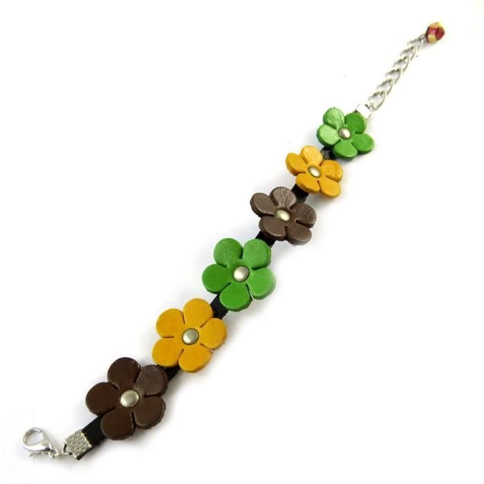 Bracelet artisanal cuir New Life (fait main)- Les Trésors De Lily [N9558]