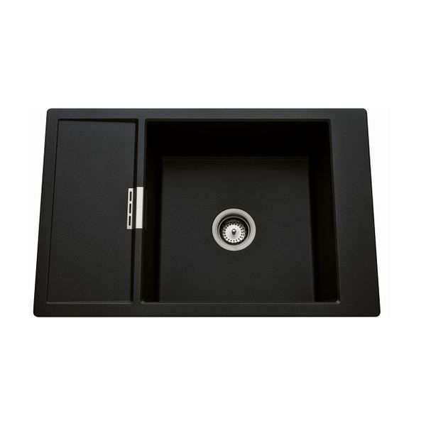 Évier granit noir Luisina FORTE 1 bac 1 égouttoir 78x51cm Noir