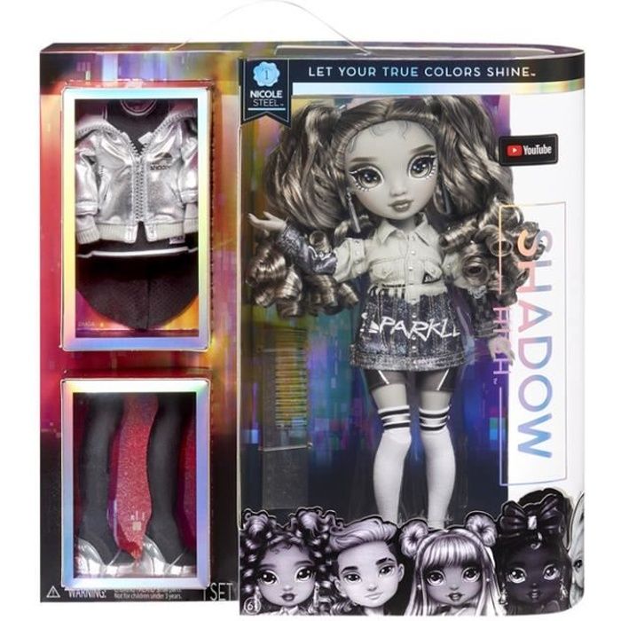 Rainbow High - Shadow High Doll Série 1 - Nicole Steel (Titanium)