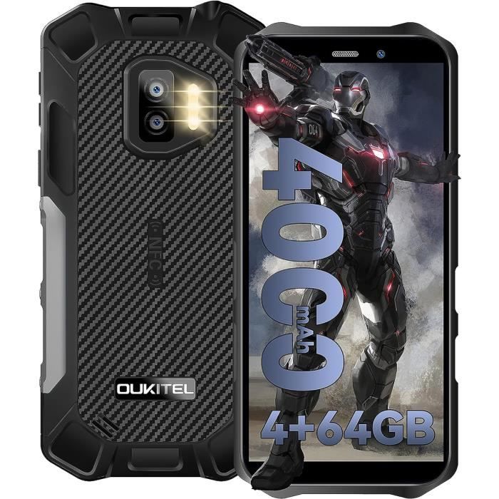 OUKITEL WP12 Pro Smartphone Robuste 64 Go 5.5“ IP68 Etanche Téléphones portables 13MP Double SIM 4G NFC GPS - Noir