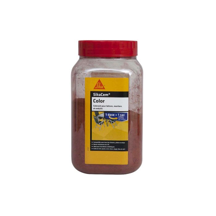 Colorant en poudre pour ciment, chaux et plâtre SIKA SikaCem Color - Rouge - 800g