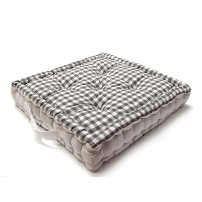 SOLEIL D'OCRE Dessus de chaise Vichy 40 cm gris