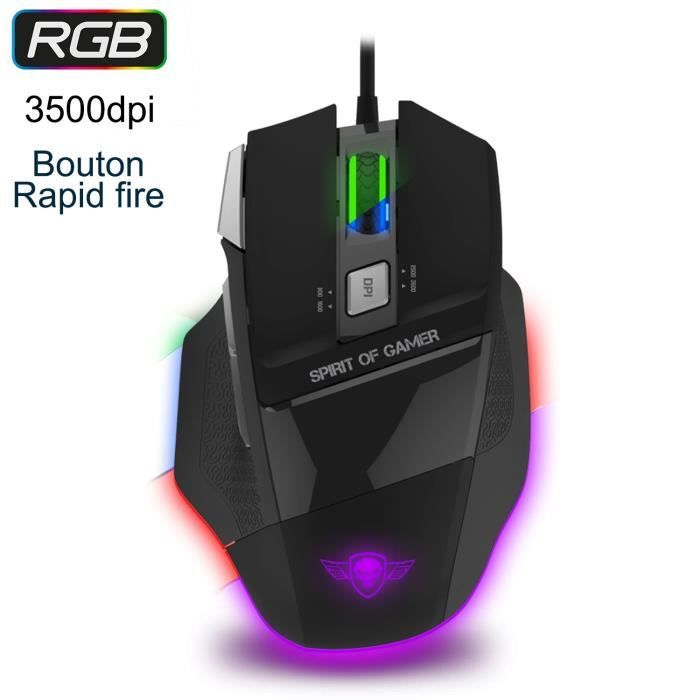 Souris gamer PRO-M8 Light edition - 3500 DPI - LED RGB - 7 boutons