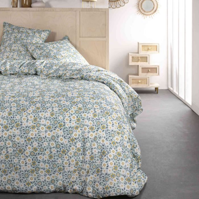 Parure de lit Sunshine 6.30 imprimé vert floral 240x220 cm - Vert - Today