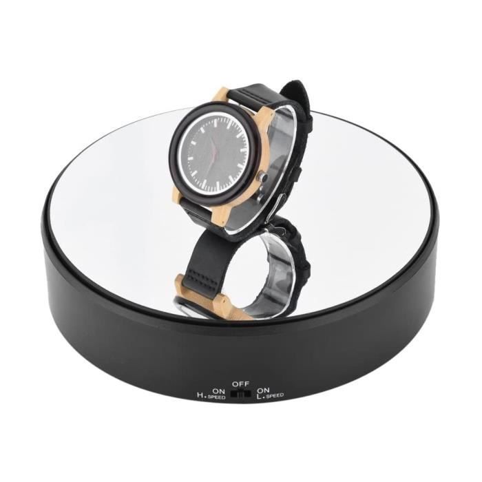 Plateau Tournant Electrique, Rotation à 360 ° Présentoir Rotatif de Surface du Miroir- Vitesse de Rotation Réglable Livraison Rapide