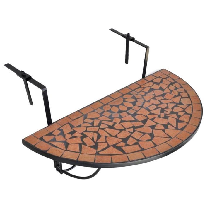 Table de balcon suspendue Demi-circulaire Terre cuite-XID