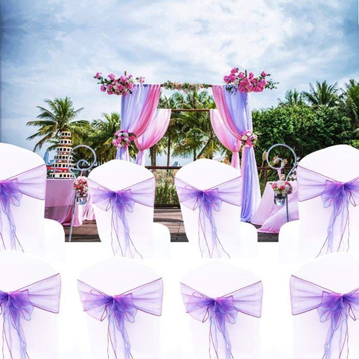 HADWAO 50pcs Ceintures de Chaise en Satin de Mariage pour Fournitures d'événement de fête de
