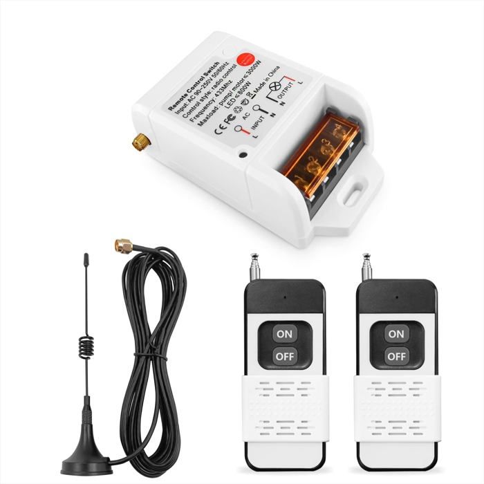 Interrupteur Relais Sans Fil SUYUKUFU 2 Canaux 10A 12V-48V - Télécommande 433Mhz Pour Porte Garage Et Automatismes
