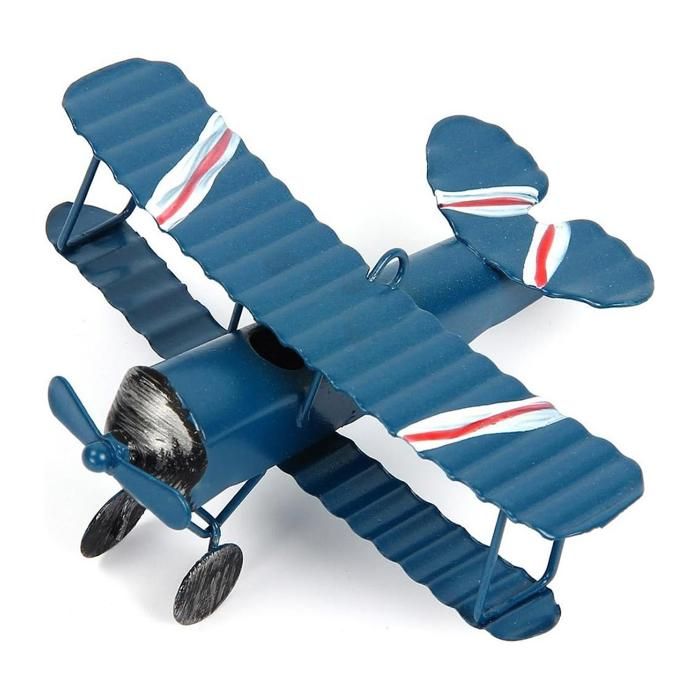 Modèle Avion Métal Rétro - Déco Bureau Ou Maison, 16x13cm, Avion Chasse Vintage, Décoration Vintage