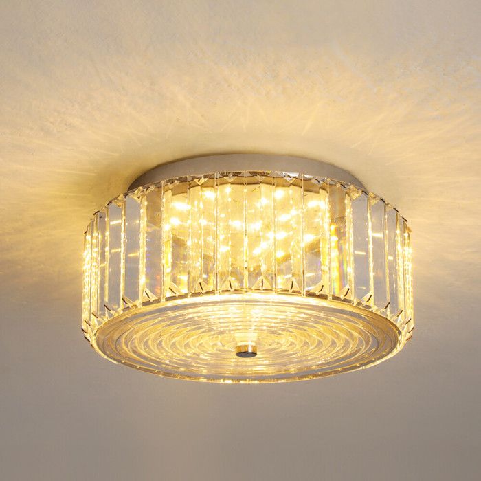 cristal lustre lampe ronde Flush Mount LED plafonnier chambre 24W