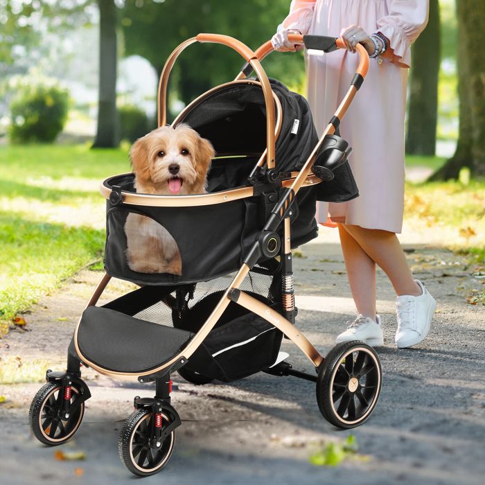 Comparer les prix de YITAHOME Poussette 3-en-1 pour Chien Chat - Transporteur Amovible - Pliable Portable - Noir