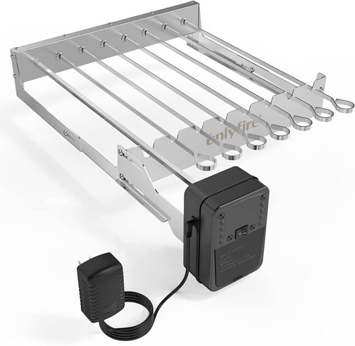 Praknu Pinces à Viande Pour Tournebroche - 2 Fourchettes Inox Pour Brochettes Jusqu'à 12mm | Fixation Sécurisée Grill