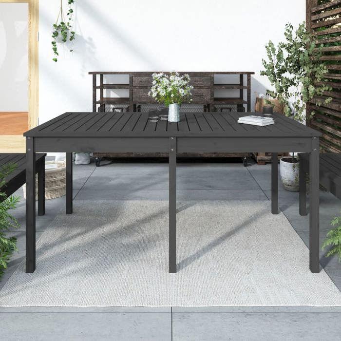 Table de jardin ou patio - KIMMY - gris 159 5x82 5x76 cm - bois massif de pin - Meuble dextérieur74989187