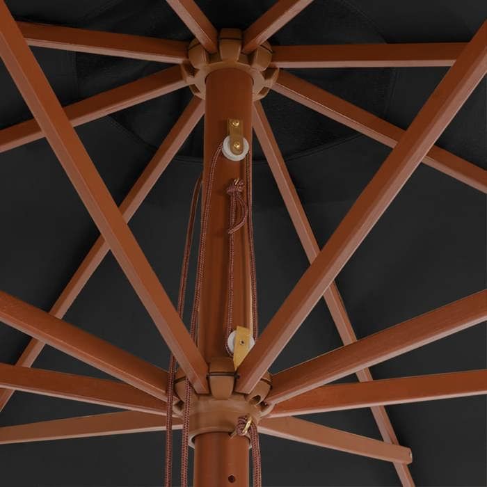 RemisePARASOL - JARDIN - Parasol dextérieur - avec mât en bois 350 cm Anthracite JILIMAISON2025 8787480