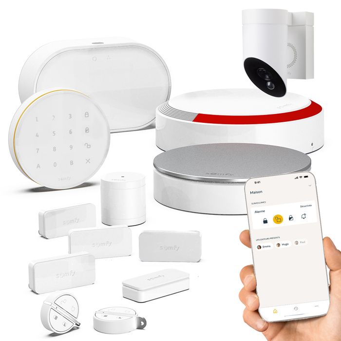 SOMFY 1875348 - Home Alarm Advanced - Pack video extérieur - Alarme Maison GSM sans Fil Connecté Wifi - Caméra de surveillance