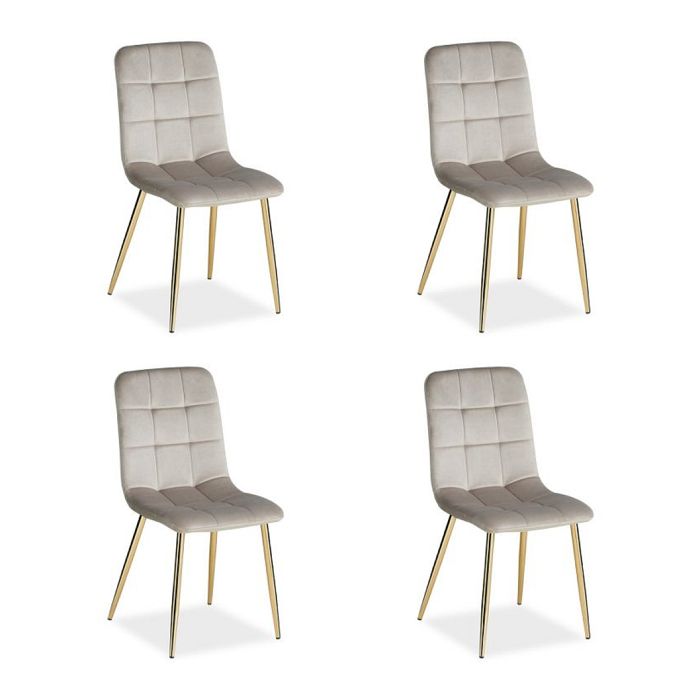 Chaise rembourrée Velours crème Lot de 4 pieds dorés sans accoudoirs Cuisine Salle à manger Bureau Chaise rembourrée Velours crème Lot de 4 pieds dorés sans accoudoirs Cuisine Salle à manger Bureau