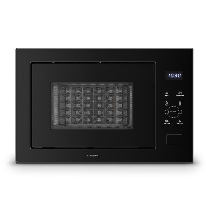 Klarstein Velaire Micro-Ondes Encastrable 25 L avec Grill 850W 1200W Grill 8 Programmes Commande Tactile Acier Inox Noir - Klarstein