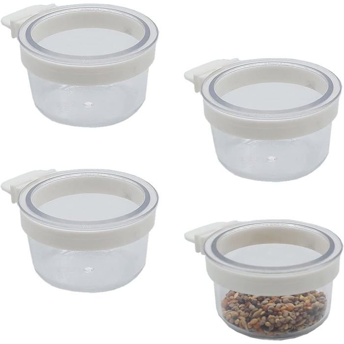 Lot de 4 bols transparents détachables pour mangeoire à graines et abreuvoir pour canaris et perroquets