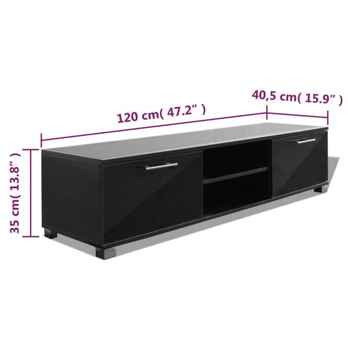 NEUF Armoire TV - Noir - Meuble TV - TABLE TV - Noir brillant 120x40 5x35 cm - TT2724