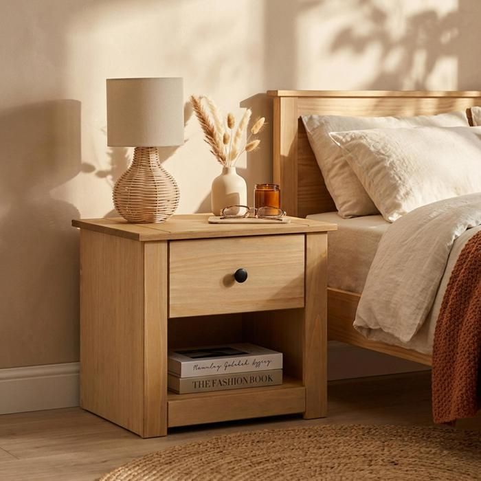 Table de chevet CANCUN H 41 cm en bois massif finition laquée avec 1 tiroir table de nuit meuble de rangement