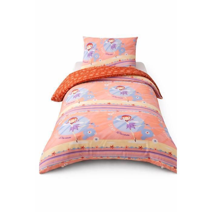 MORTREUX Couette chaude enfant 140x200 cm - Microfibre terracota imprimé Fée garnissage 450 g/m²