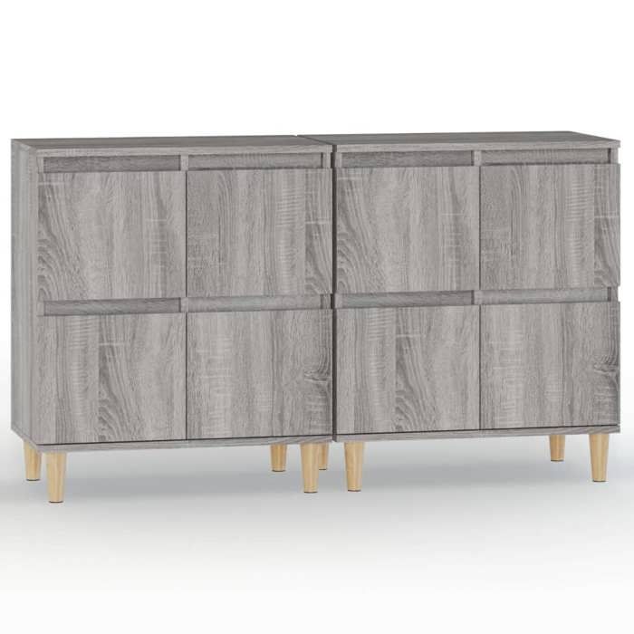 Top 2026@Cabinet bahut de rangement simple Gris - SWEETY® Buffets 2 pcs sonoma gris 60x35x70cm - bois dingénierie 693271