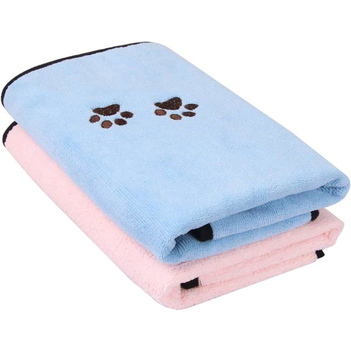 Lot de 2 serviettes de séchage pour chiens et chats - ultra-absorbantes - idéales pour le bain et le toilettage