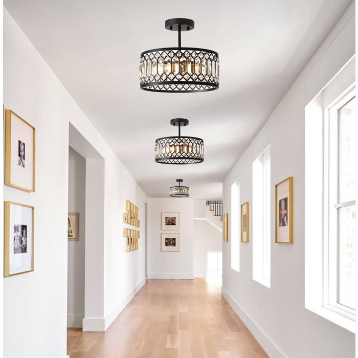 Diday 3x Moderne Plafonnier Cristal Noir E14 Lampe de Plafond Vintage Industriel Lustre Retro Style Nordique pour Cuisine Chambre