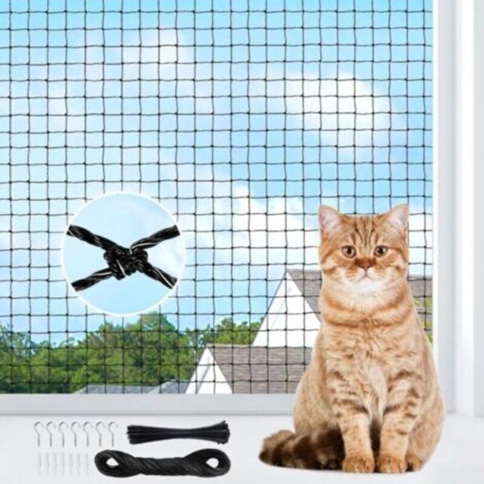Filet Chat Balcon Filet Chat Renforcé 3x8m Filets de Protection sans PercageFilets Anti Chats ave