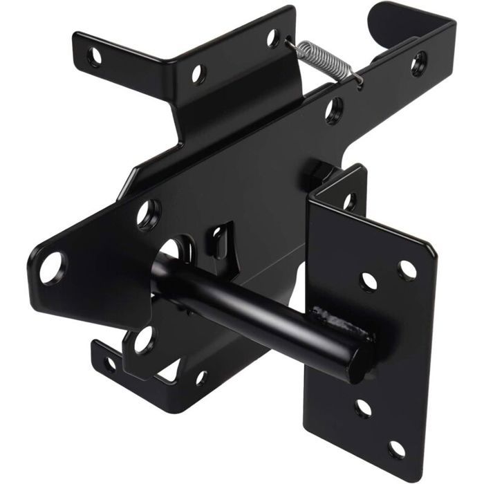 Loquet de portail bois robuste montage poteau levier gravité auto autobloquant idéal piscine/cour – noir