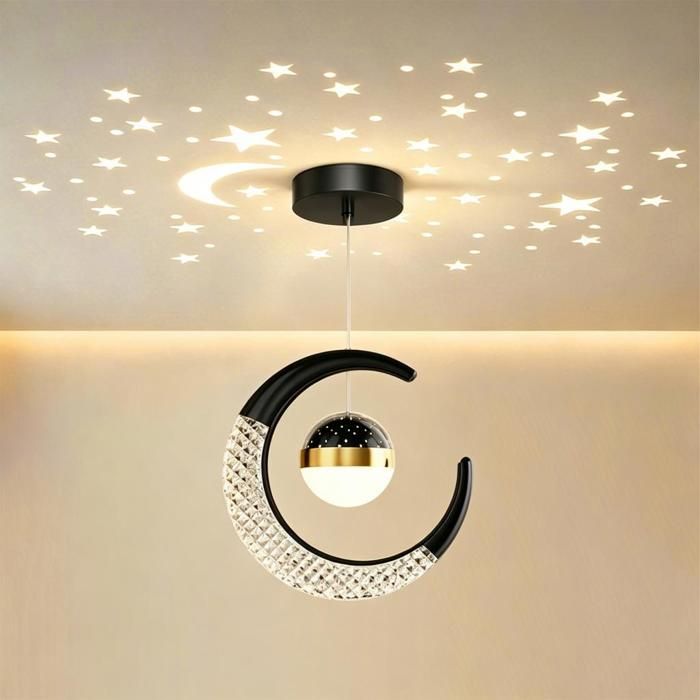 iDEGU Lustre Moderne LED 16W Lampe de Projection Contemporain en Lune Lampe de Plafond Style Nordique pour Salon Chambre
